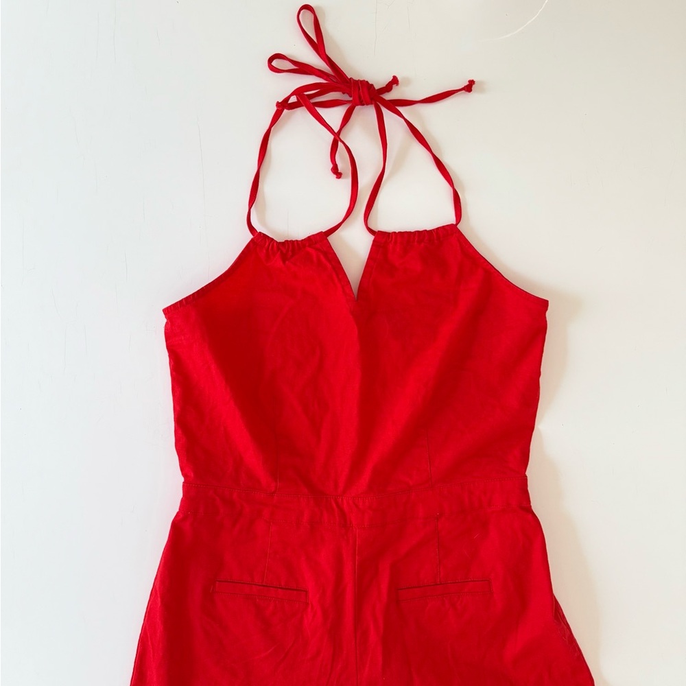 Versona Red Linen Jumpsuit